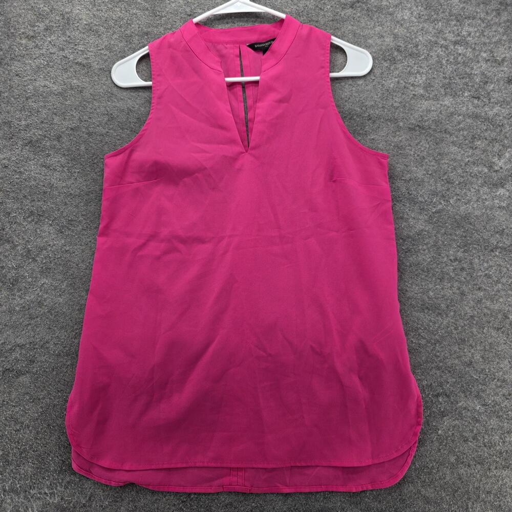 Banana Republic Shirt Womens 2 Fuchsia Sleeveless Split Neck Popover Blouse